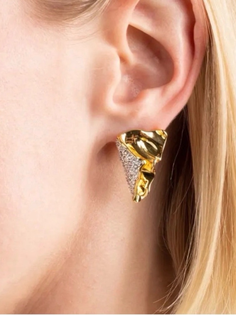 NEW Alexis Bittar Solanales Crystal Fold Over Stud Earrings SB01